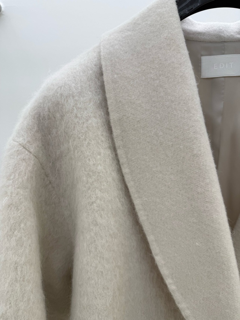 EDIT韓國代購㊣女裝新品真品25秋冬熱賣職業短款大衣含腰帶EDIT短款大衣