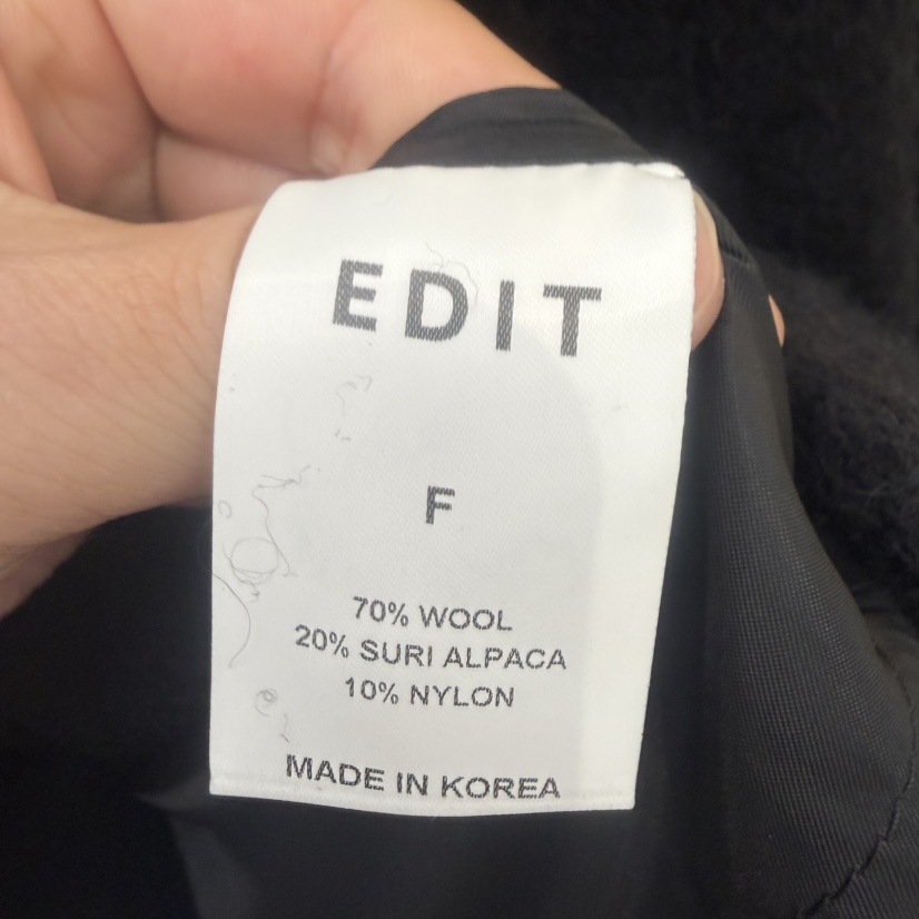 EDIT韓國代購㊣女裝新品真品25秋冬熱賣職業短款大衣含腰帶EDIT短款大衣