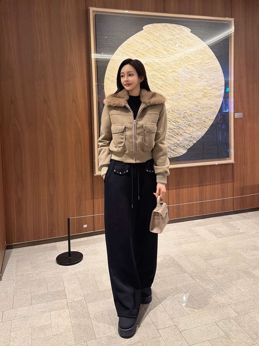 CLOTH東大門㊣實拍女士新款熱賣休閑職業人氣休閑褲口袋抓絨CLOTH休閑褲