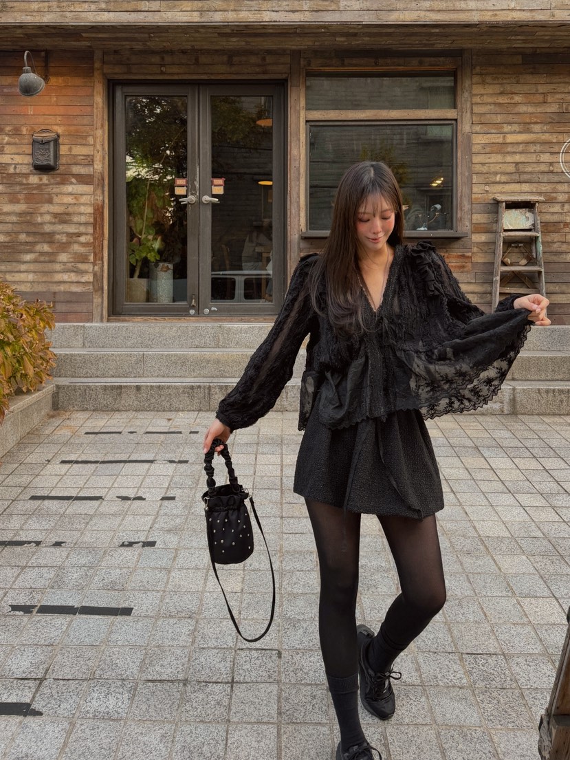 81 MARKET-L東大門㊣直郵女士新款推薦短裙天鵝絨含飾品粗花呢81 MARKET-L短裙