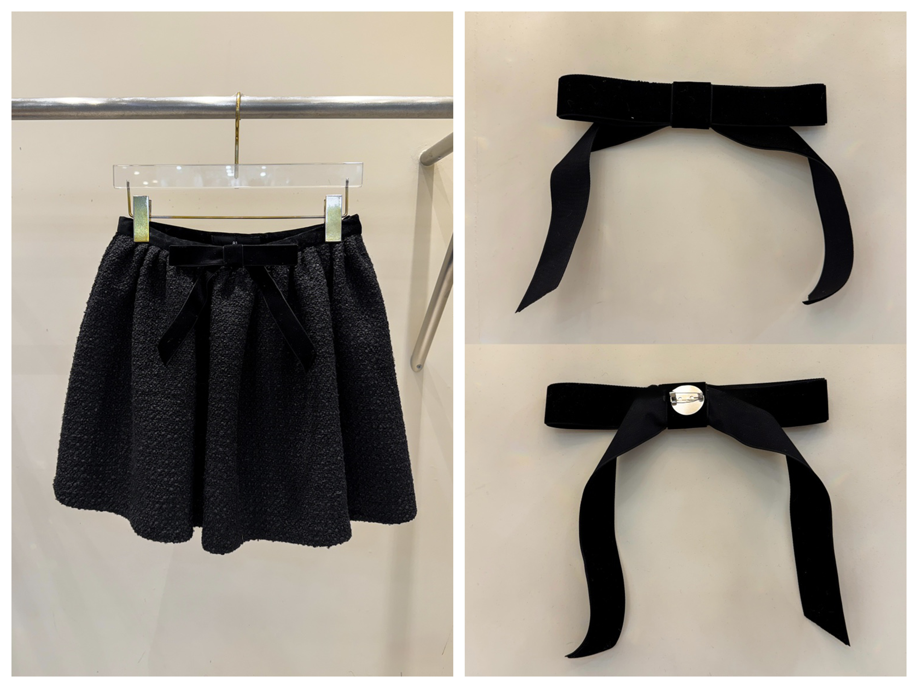 81 MARKET-L東大門㊣直郵女士新款推薦短裙天鵝絨含飾品粗花呢81 MARKET-L短裙圖色1