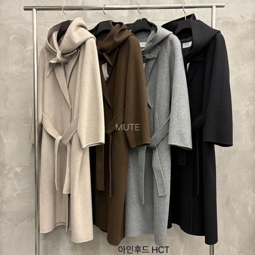 MUTE-P韓國直郵㊣女士新品25秋冬真品中長款大衣含腰帶含圍巾MUTE中長款大衣