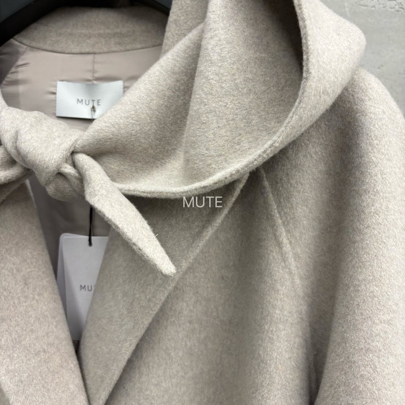MUTE-P韓國直郵㊣女士新品25秋冬真品中長款大衣含腰帶含圍巾MUTE中長款大衣