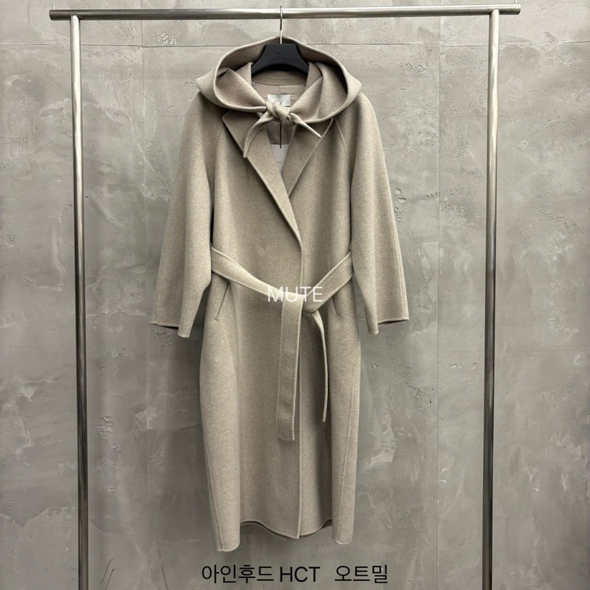 MUTE-P韓國直郵㊣女士新品25秋冬真品中長款大衣含腰帶含圍巾MUTE中長款大衣圖色1