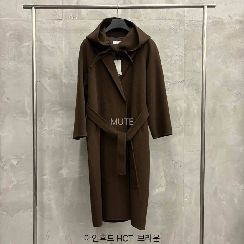 MUTE-P韓國直郵㊣女士新品25秋冬真品中長款大衣含腰帶含圍巾MUTE中長款大衣圖色2