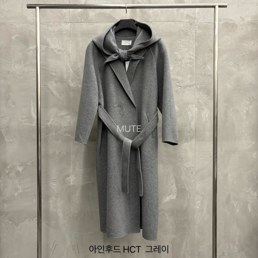 MUTE-P韓國直郵㊣女士新品25秋冬真品中長款大衣含腰帶含圍巾MUTE中長款大衣圖色3