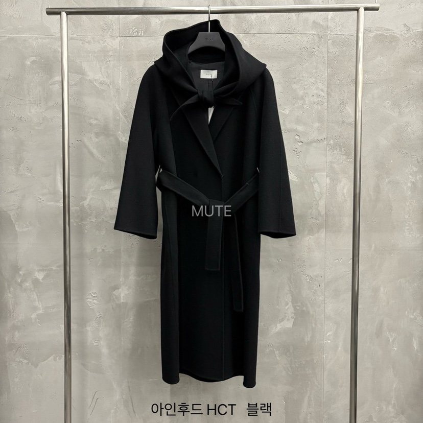 MUTE-P韓國直郵㊣女士新品25秋冬真品中長款大衣含腰帶含圍巾MUTE中長款大衣圖色4
