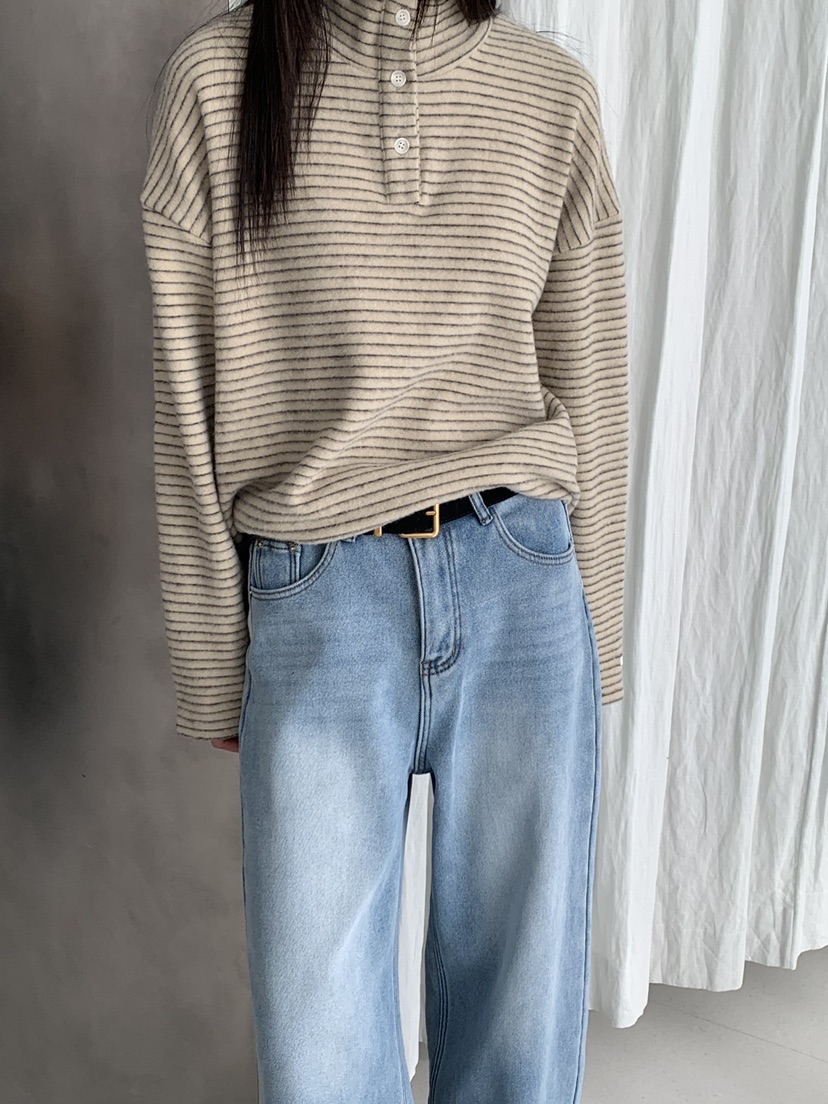 RIVER RAIN韓國直郵㊣女士新款真品時尚職業25秋冬長袖T恤紐扣RIVER RAIN長袖T恤