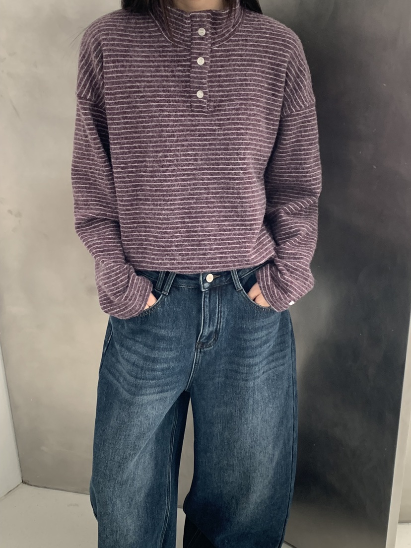 RIVER RAIN韓國直郵㊣女士新款真品時尚職業25秋冬長袖T恤紐扣RIVER RAIN長袖T恤