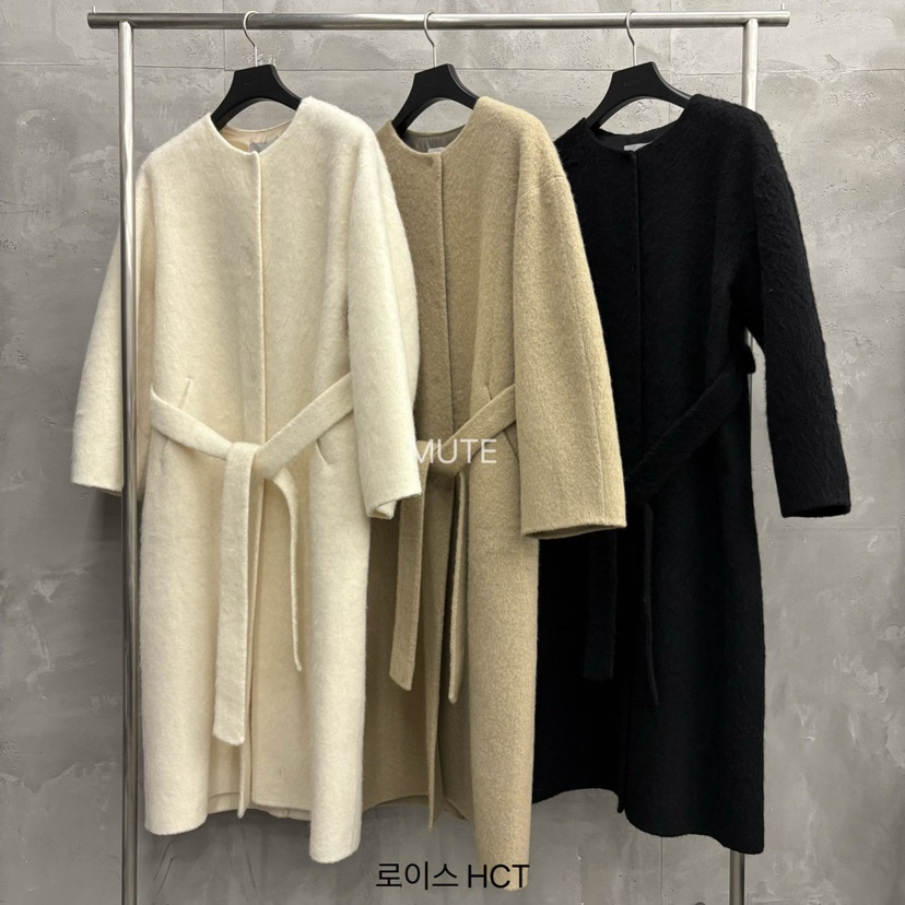 MUTE-P東大門㊣實拍女裝新品25秋冬推薦真品中長款大衣含腰帶MUTE中長款大衣