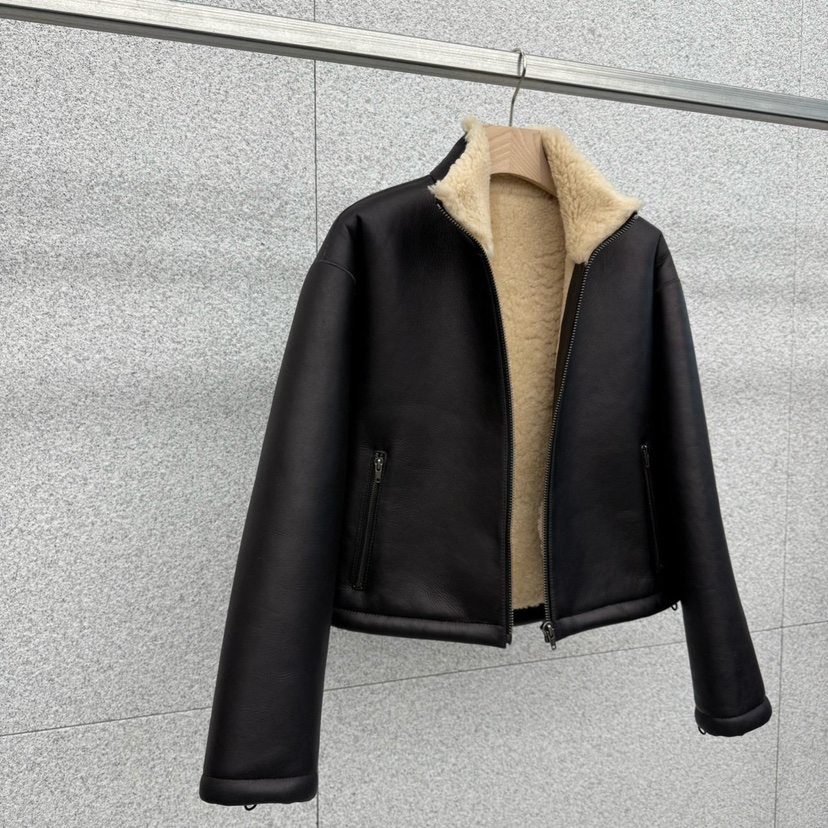 AT THE BAGEL東大門㊣代購女士新款25秋冬熱賣推薦皮衣加絨AT THE BAGEL皮衣圖色1
