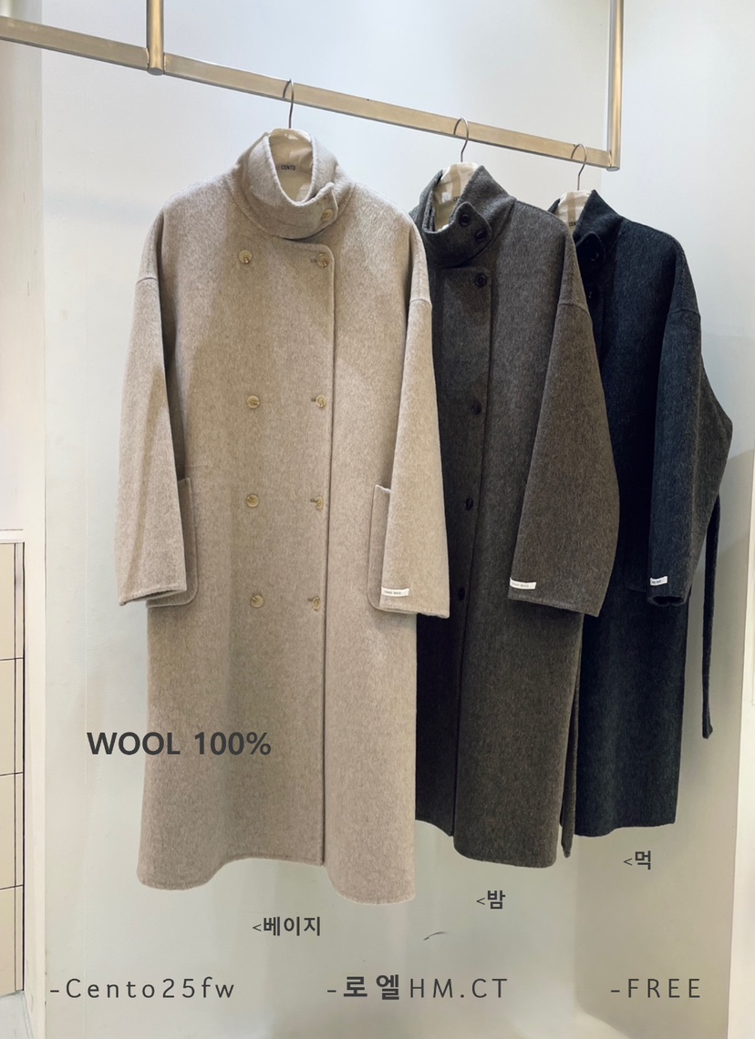 CENTO韓國直郵㊣女裝新品職業真品熱賣時尚中長款大衣含腰帶CENTO中長款大衣