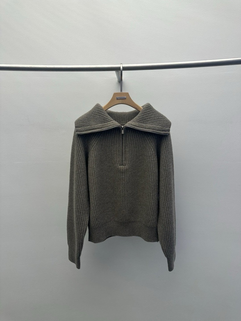 WIDA-P韓國直郵㊣女士新款時尚推薦職業25秋冬真品毛衣拉鏈WIDA/RENEJ毛衣圖色3墨綠