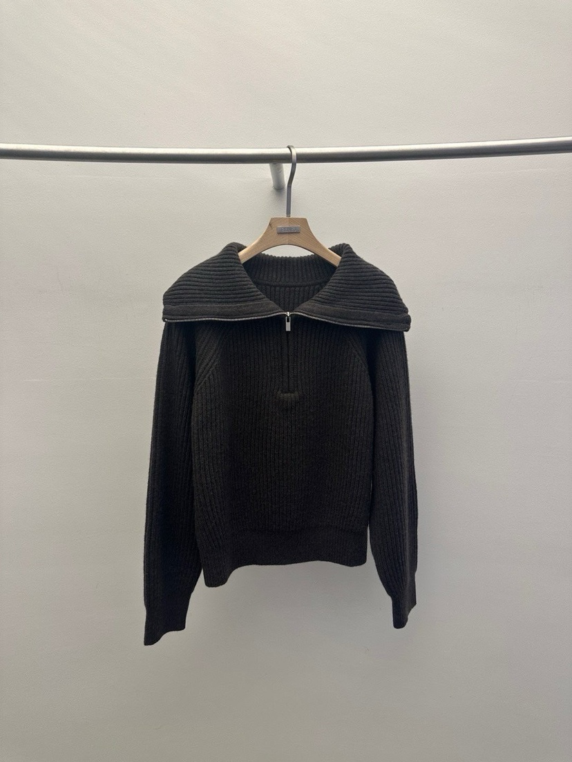 WIDA-P韓國直郵㊣女士新款時尚推薦職業25秋冬真品毛衣拉鏈WIDA/RENEJ毛衣圖色4墨色