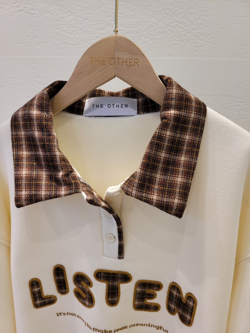 THE OTHER韓國代購㊣女裝新款熱賣25秋冬衛衣加絨羊毛格子THE OTHER衛衣