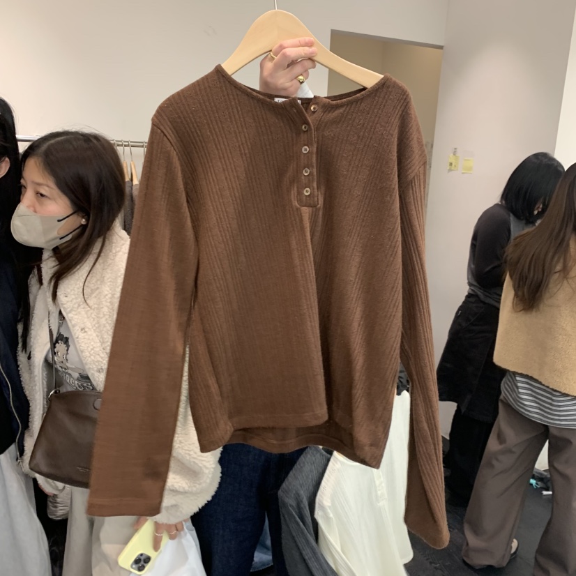 TAFFETA東大門㊣直郵女士新款休閑熱賣真品25秋冬長袖T恤紐扣TAFFETA長袖T恤圖色2