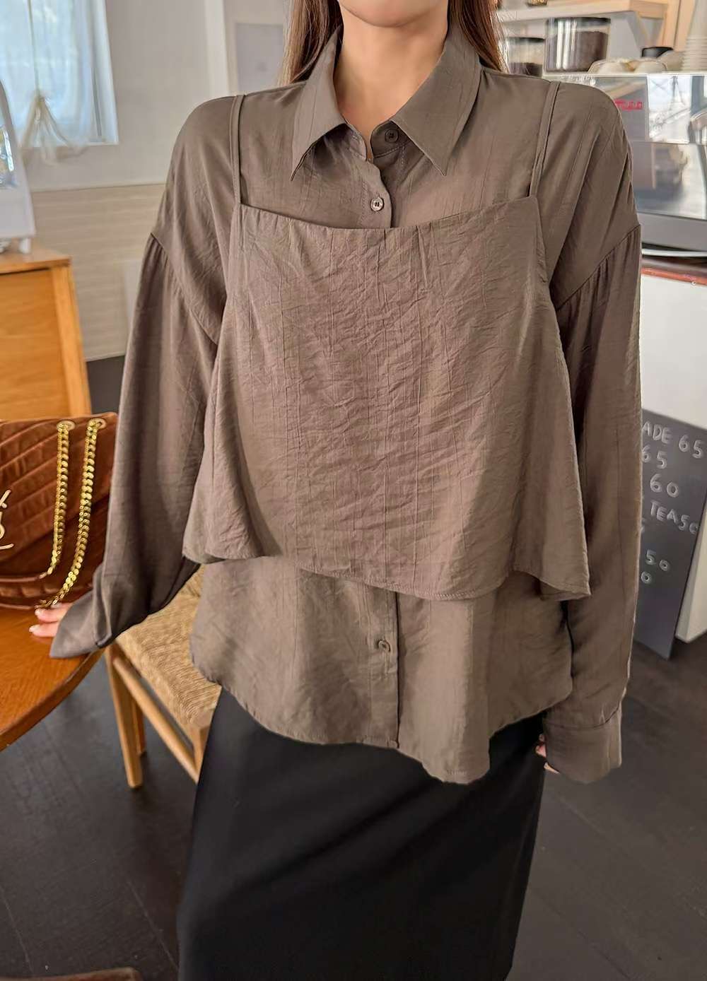 Eden-OT東大門㊣代購女士新款熱賣人氣25秋冬襯衫蕾絲衫蕾絲Eden-OT襯衫/蕾絲衫