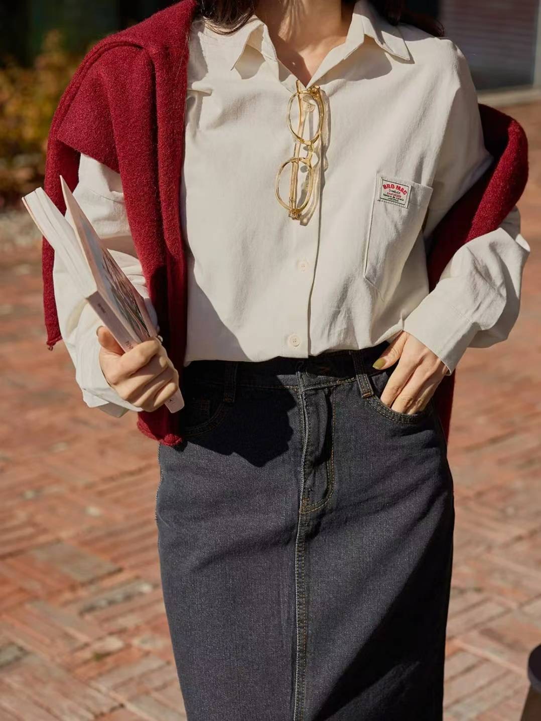 Eden-OT韓國直郵㊣女裝新款25秋冬時尚真品襯衫蕾絲衫抓絨Eden-OT襯衫/蕾絲衫