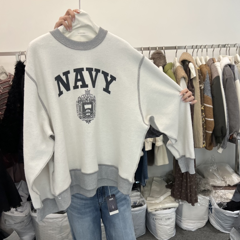 SALONDEMAG韓國代購㊣女裝新品熱賣時尚推薦衛衣海軍兩面雙面SALONDEMAG衛衣圖色1