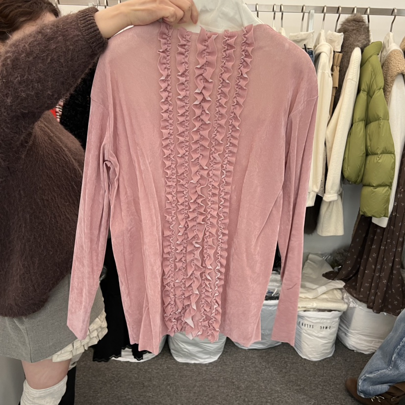 SALONDEMAG東大門㊣代購女士新款25秋冬熱賣真品長袖T恤天鵝絨SALONDEMAG長袖T恤圖色3