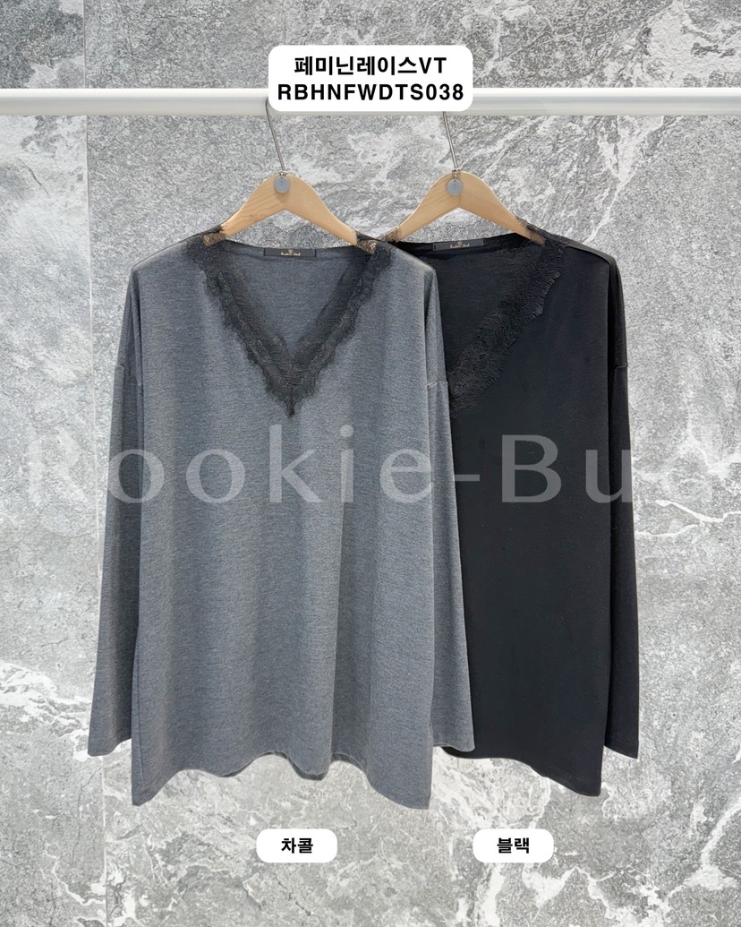 ROOKIE BUD韓國代購㊣女裝新款熱賣職業時尚推薦長袖T恤蕾絲ROOKIE BUD-L長袖T恤