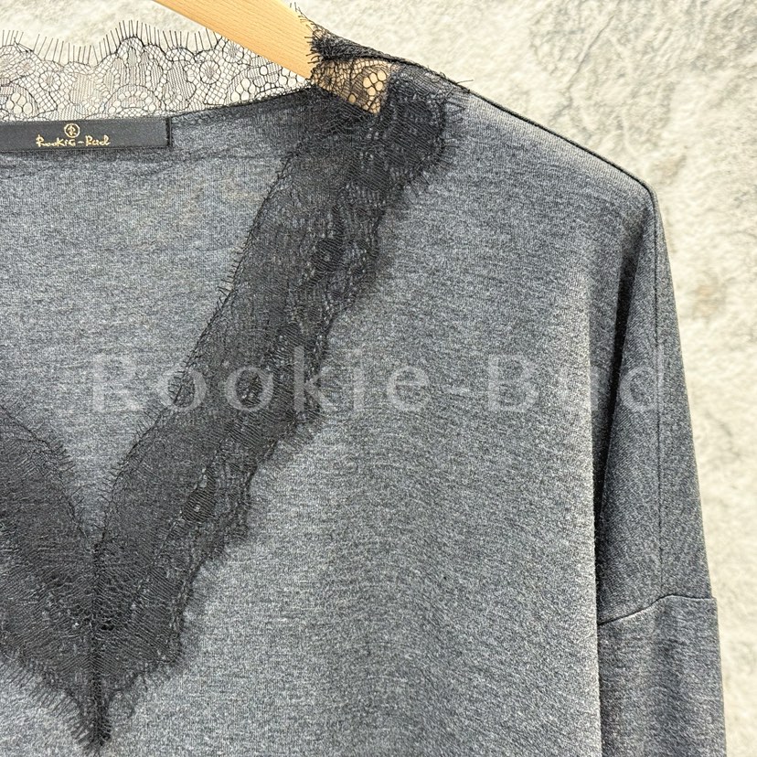 ROOKIE BUD韓國代購㊣女裝新款熱賣職業時尚推薦長袖T恤蕾絲ROOKIE BUD-L長袖T恤