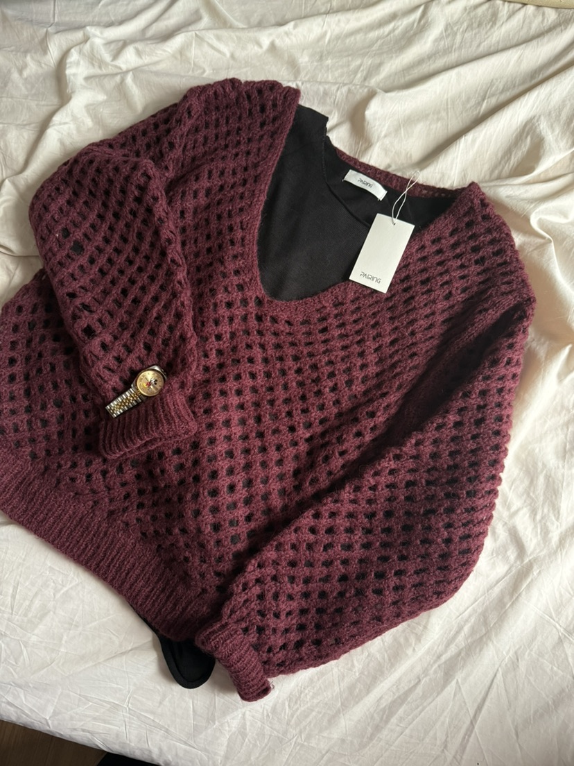 PAIRING韓國直郵㊣女士新款25秋冬人氣針織衫不含內搭羊毛圍巾PAIRING針織衫圖色1