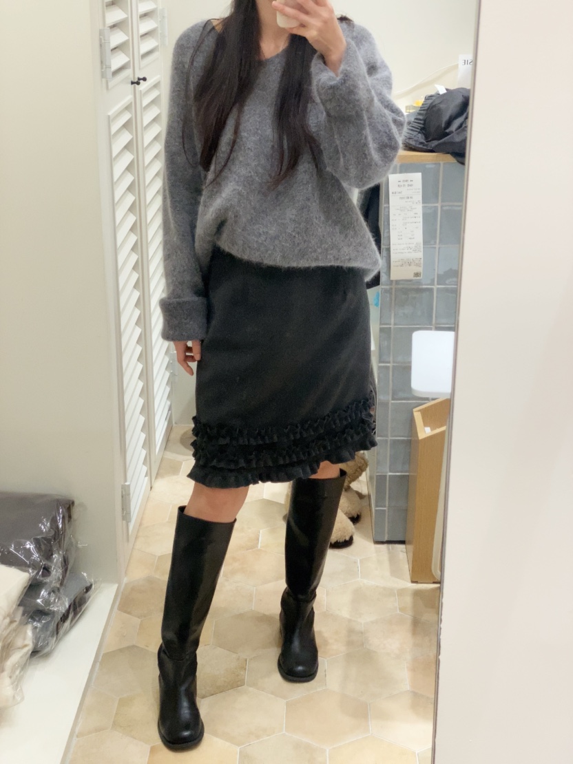 LOVE ROSIE韓國代購㊣女士新款真品休閑半身裙中短裙荷葉邊LOVE ROSIE半身裙/中短裙