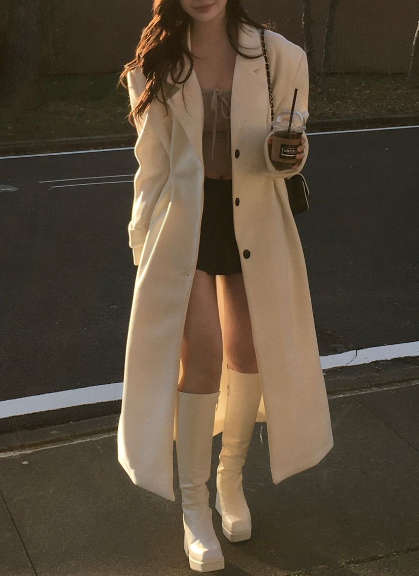 PAIRING東大門㊣代購女士新款人氣真品職業25秋冬中長款大衣超長PAIRING中長款大衣