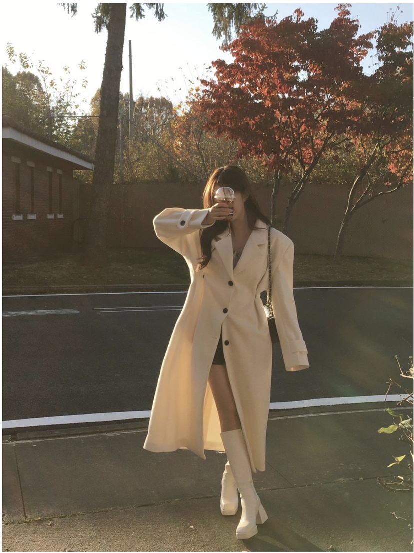 PAIRING東大門㊣代購女士新款人氣真品職業25秋冬中長款大衣超長PAIRING中長款大衣