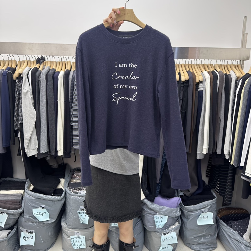 SPECIAL東大門㊣直郵女士新款熱賣推薦時尚人氣真品長袖T恤SPECIAL長袖T恤圖色7深藍色