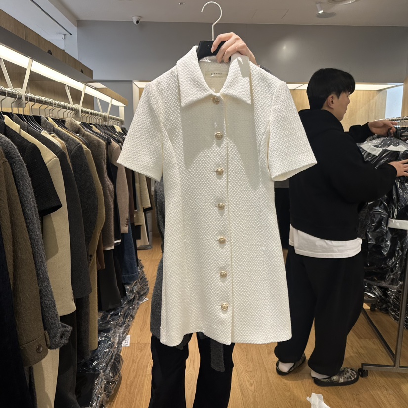 LEFANCY韓國代購㊣女裝新品真品休閑推薦職業熱賣連衣裙粗花呢LEFANCY連衣裙圖色1