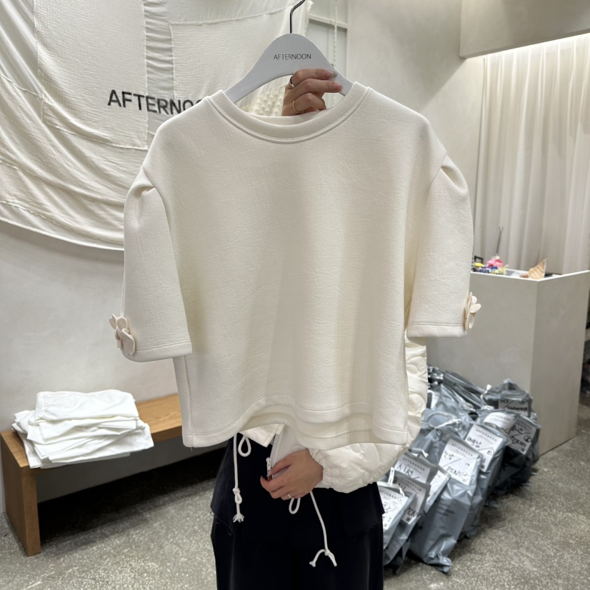 AFTERNOON東大門㊣實拍女士新款熱賣推薦休閑人氣職業T恤花朵AFTERNOONT恤圖色1