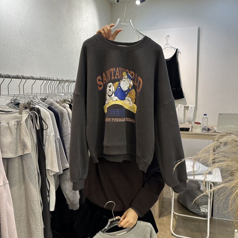 PLOVER東大門㊣代購女裝新款熱賣職業25秋冬真品休閑衛衣加絨PLO_VER衛衣圖色2