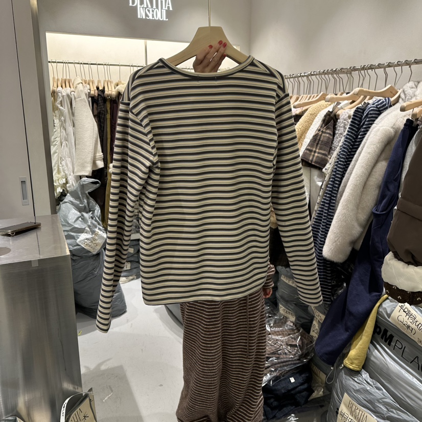 BERTHA韓國代購㊣女士新品休閑25秋冬職業熱賣時尚推薦長袖T恤BERTHA長袖T恤