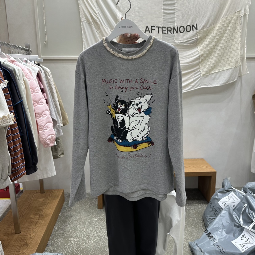 AFTERNOON東大門㊣代購女士新款真品時尚人氣熱賣推薦長袖T恤AFTERNOON長袖T恤圖色2