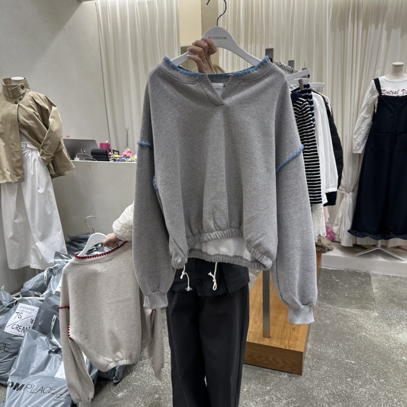 AFTERNOON東大門㊣代購女士新款熱賣25秋冬職業推薦衛衣加絨AFTERNOON衛衣圖色1