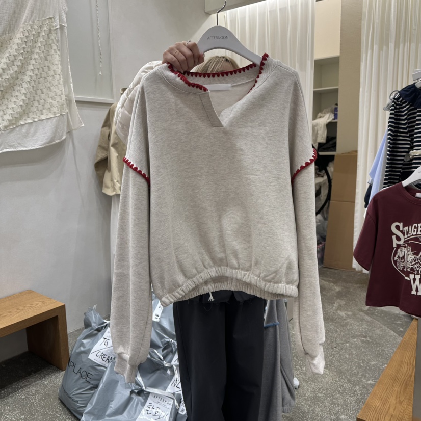 AFTERNOON東大門㊣代購女士新款熱賣25秋冬職業推薦衛衣加絨AFTERNOON衛衣圖色2