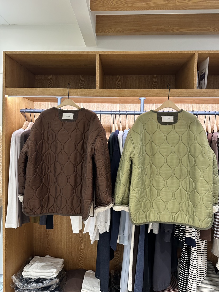 HI YANN韓國代購㊣女士新品人氣25秋冬真品推薦時尚夾克絎縫HI YANN夾克