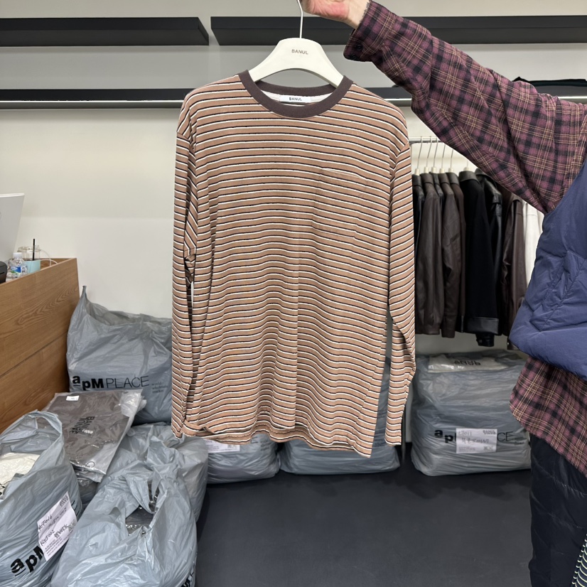 BANUL東大門㊣代購女士新品25秋冬職業推薦時尚長袖T恤口袋BANUL長袖T恤圖色2