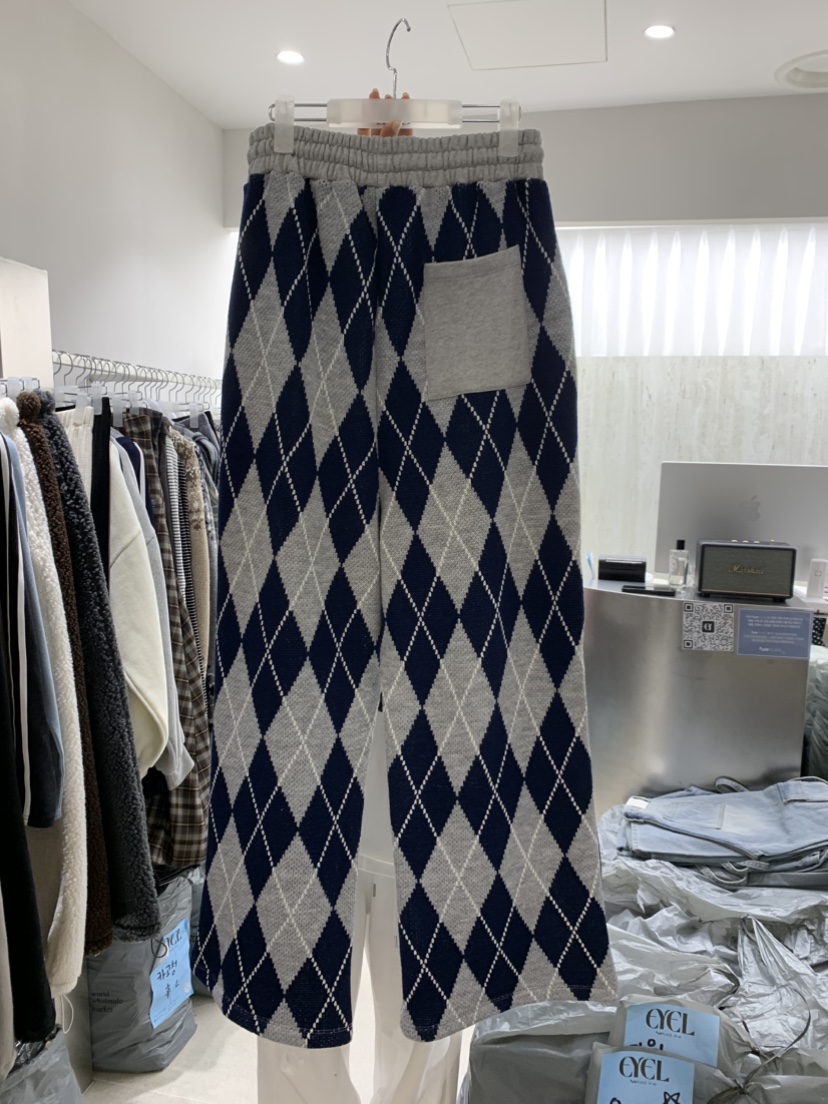 EYEL東大門㊣代購女士新品推薦真品熱賣休閑休閑褲針織褲格紋EYEL休閑褲