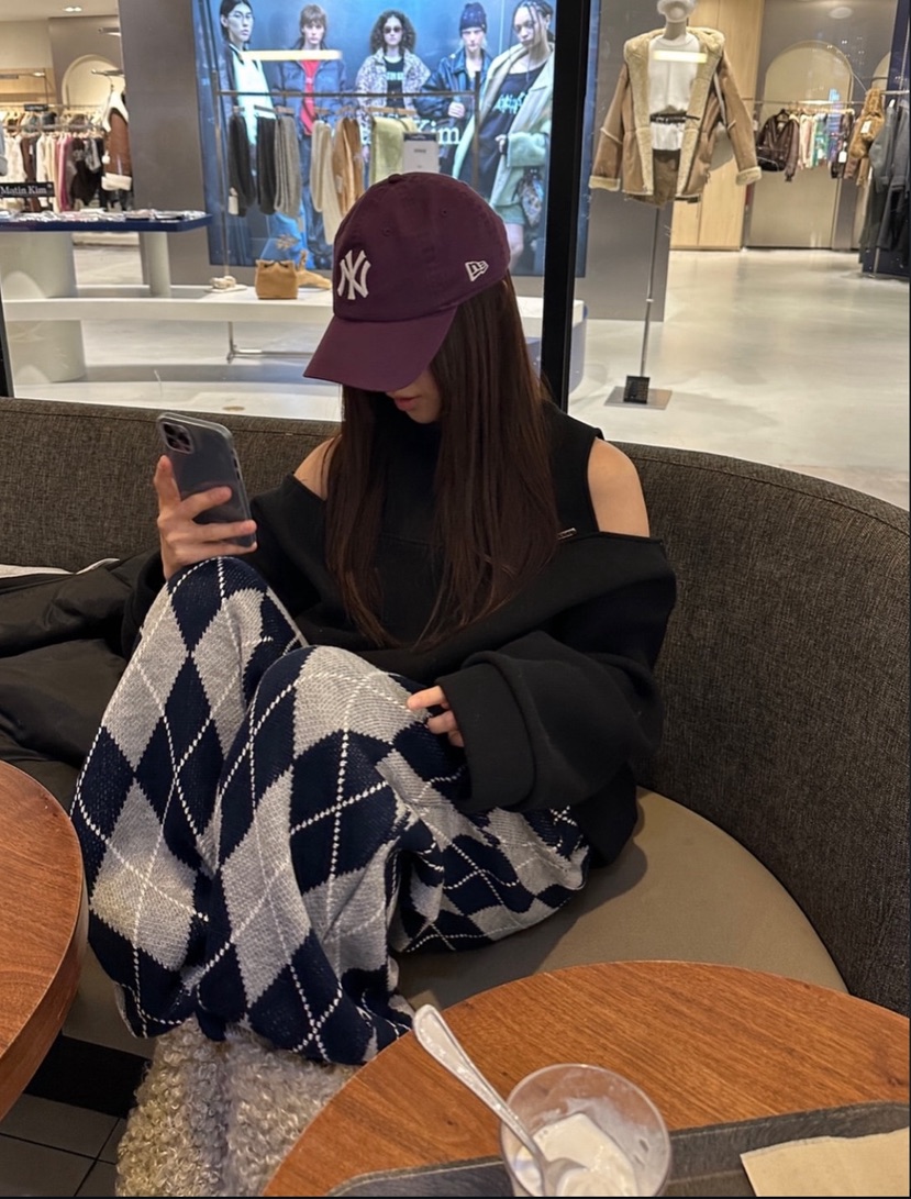 EYEL東大門㊣代購女士新品推薦真品熱賣休閑休閑褲針織褲格紋EYEL休閑褲