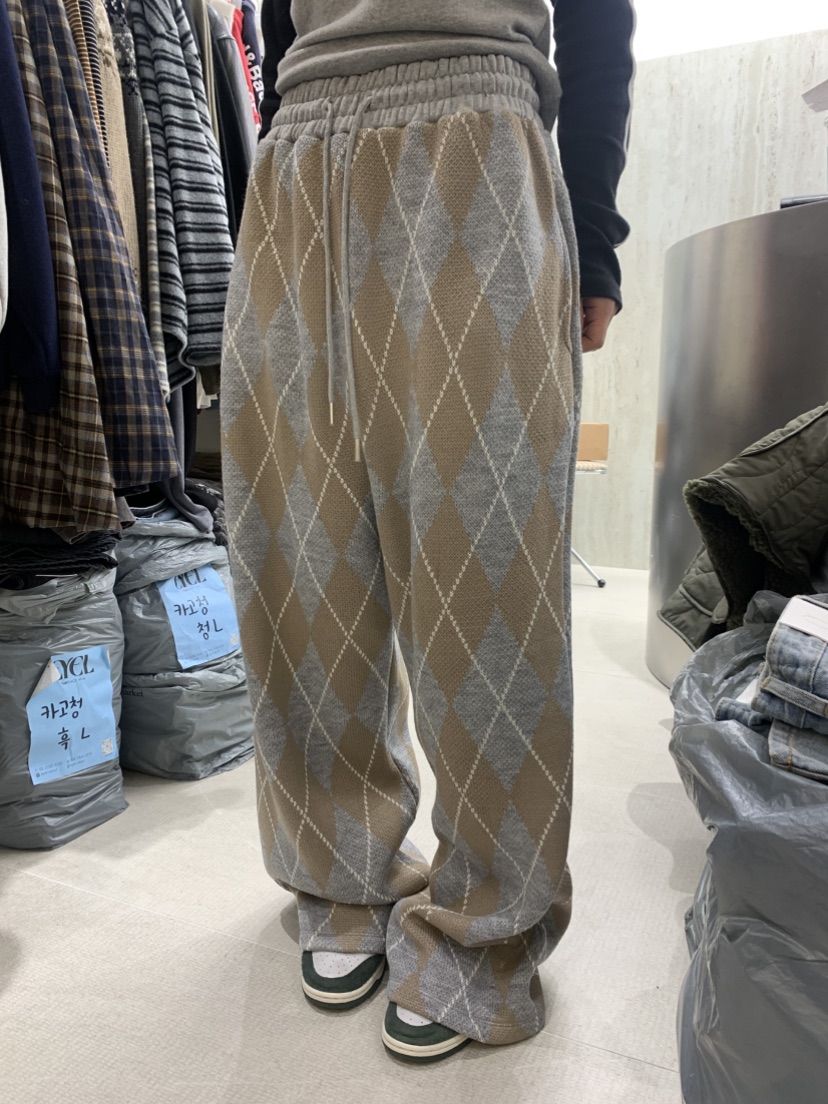 EYEL東大門㊣代購女士新品推薦真品熱賣休閑休閑褲針織褲格紋EYEL休閑褲