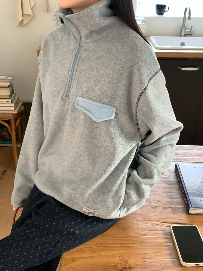 BINUS東大門㊣實拍女裝新款25秋冬時尚推薦真品衛衣羊毛混紡BINUS衛衣