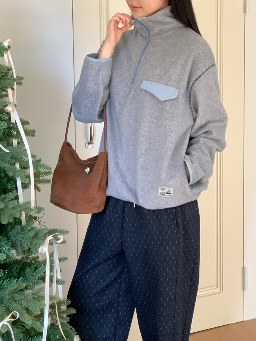 BINUS東大門㊣實拍女裝新款25秋冬時尚推薦真品衛衣羊毛混紡BINUS衛衣