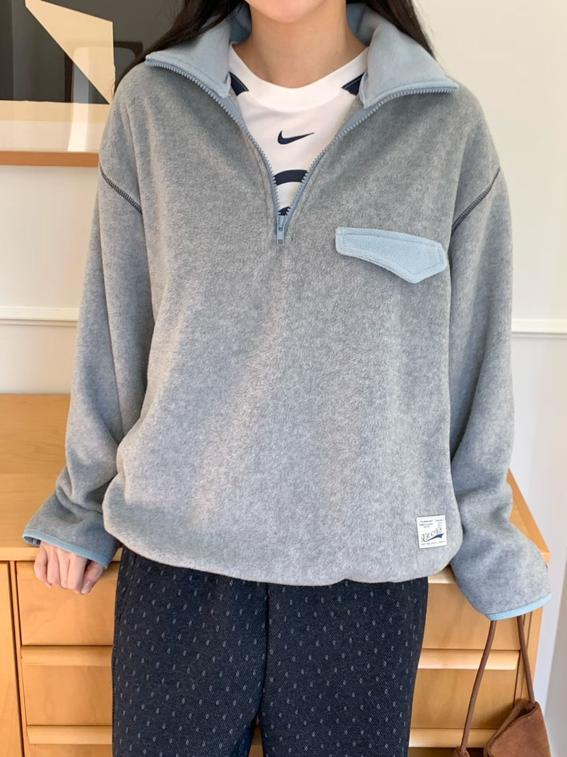 BINUS東大門㊣實拍女裝新款25秋冬時尚推薦真品衛衣羊毛混紡BINUS衛衣