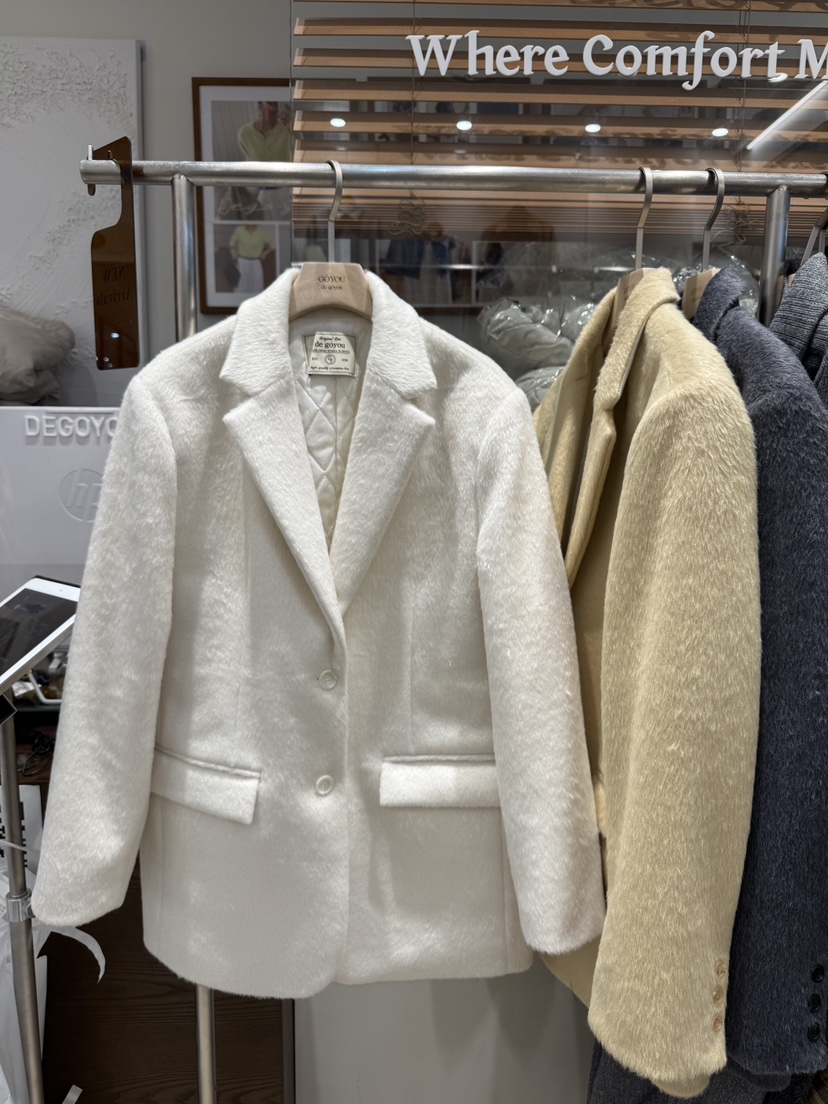 DE GO YOU韓國代購㊣女裝新品熱賣休閑推薦職業夾克毛絨絎縫DE GO YOU夾克