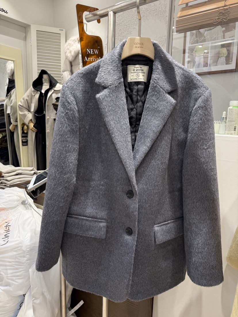 DE GO YOU韓國代購㊣女裝新品熱賣休閑推薦職業夾克毛絨絎縫DE GO YOU夾克圖色3