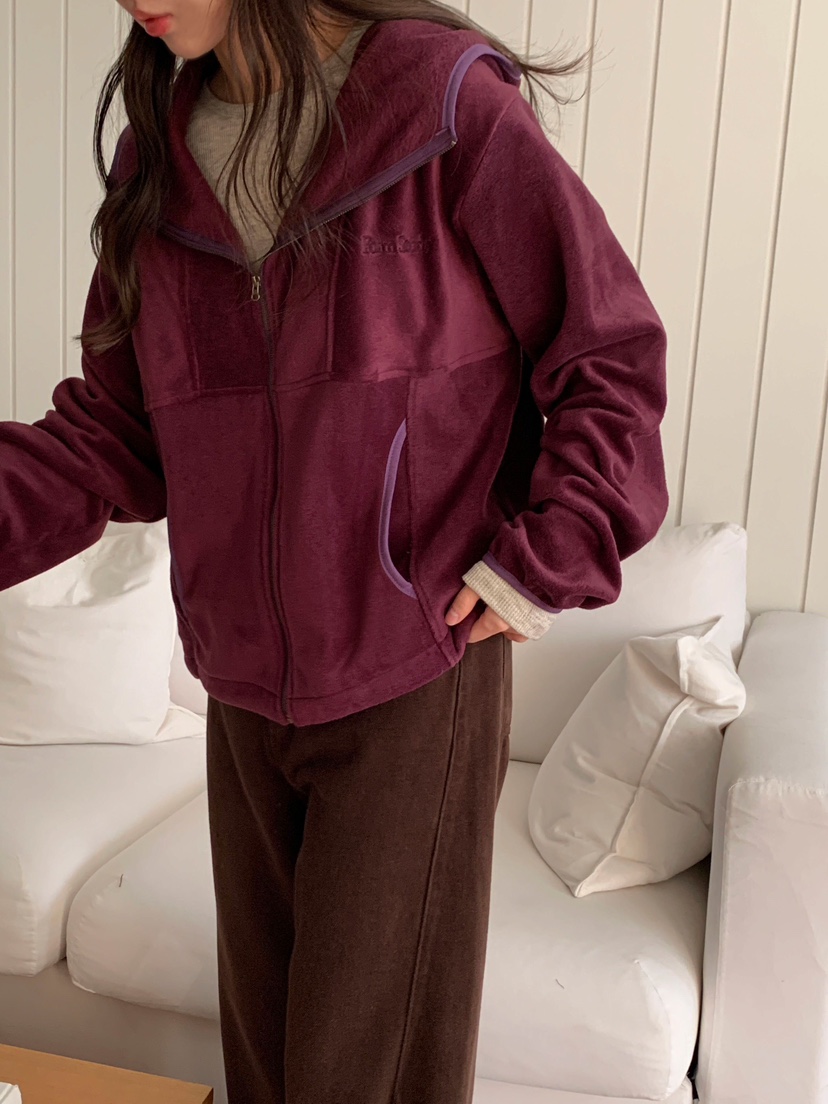 FORMSTUDIO韓國代購㊣女裝新款推薦人氣衛衣連帽拉鏈衫抓絨FORMSTUDIO衛衣