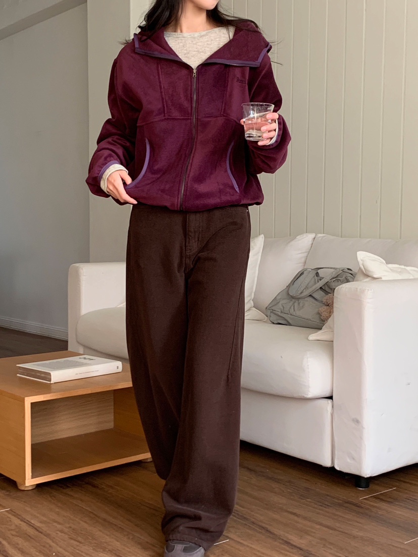 FORMSTUDIO韓國代購㊣女裝新款推薦人氣衛衣連帽拉鏈衫抓絨FORMSTUDIO衛衣